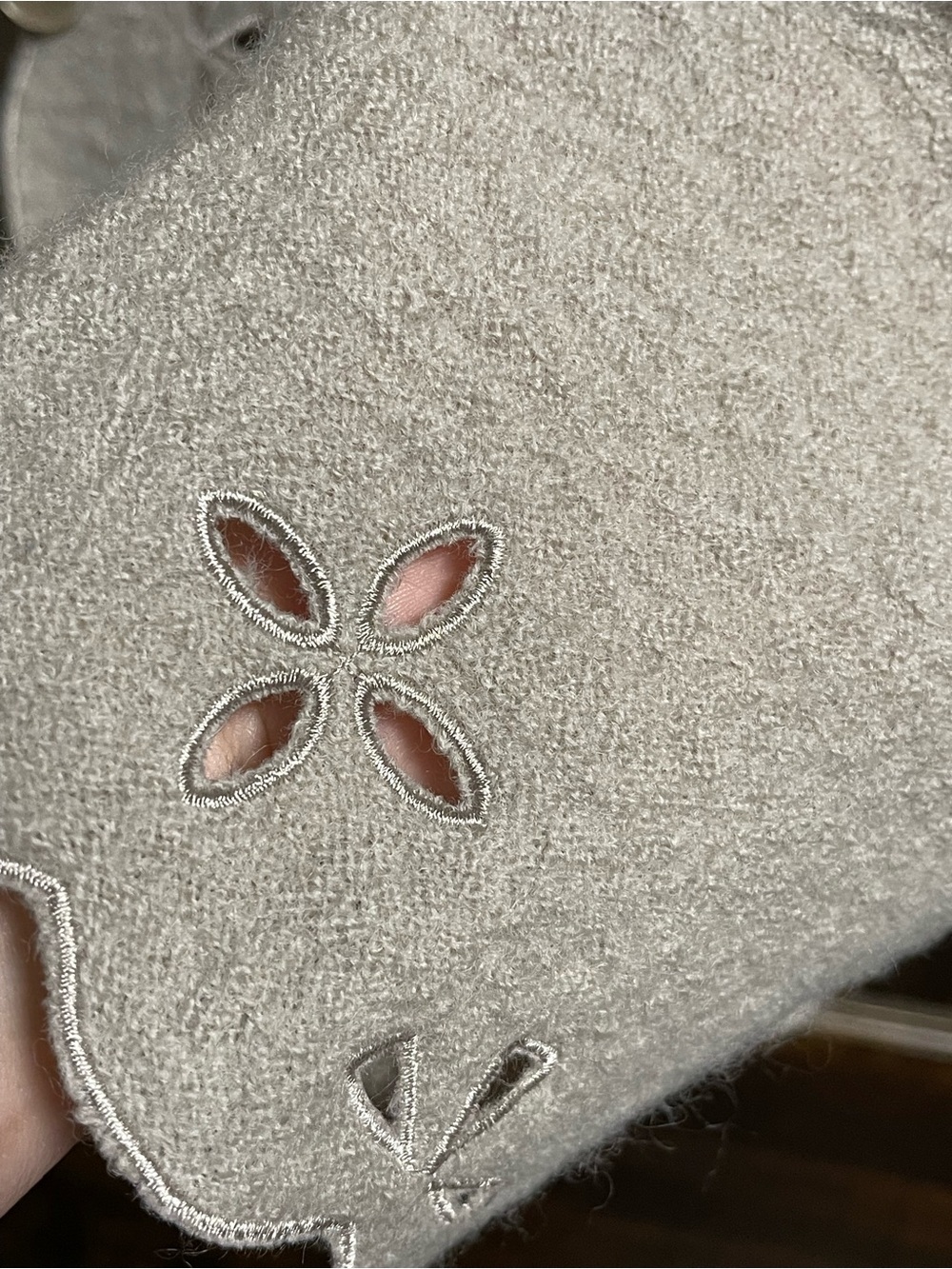 Appleseed's Cream Scallop-Edge Button Cardigan with Floral Cutouts - Picture 4 of 5
